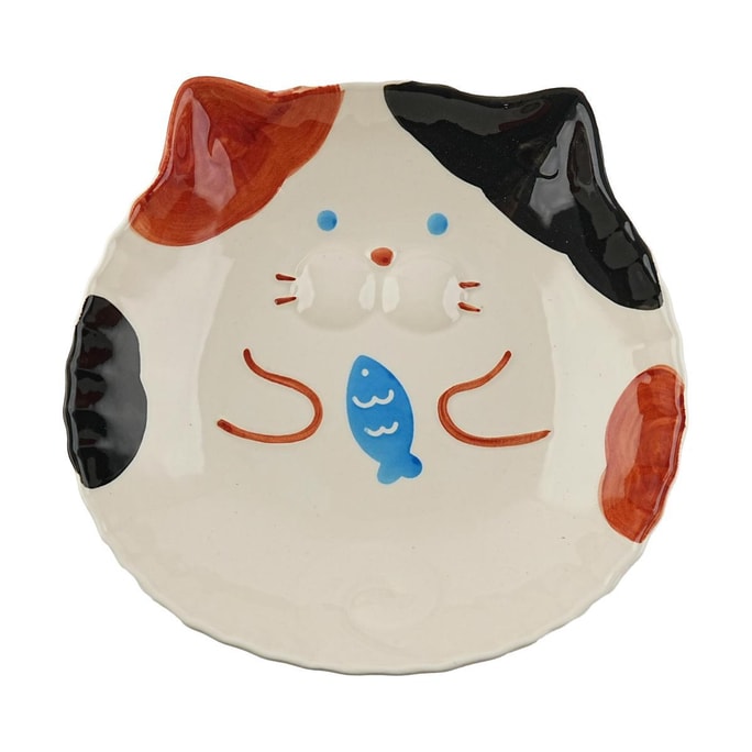 卡通陶瓷餐具 嘟嘟猫盘子 小鱼猫 橘子猫随机发货 8'' 19*19.5cm