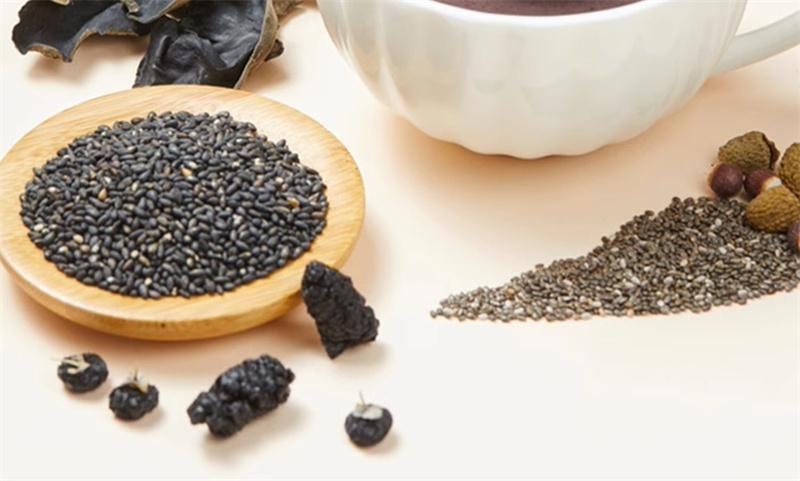 [Expédition directe depuis la Chine] Yan Zhi Fang Huit trésors noirs Poudre de sésame noir Ingrédients noirs de goji et mûre Riche en protéines Petit-déjeuner Repas substitut Poudre [Version sans sucre] Huit trésors noirs 450g/boîte