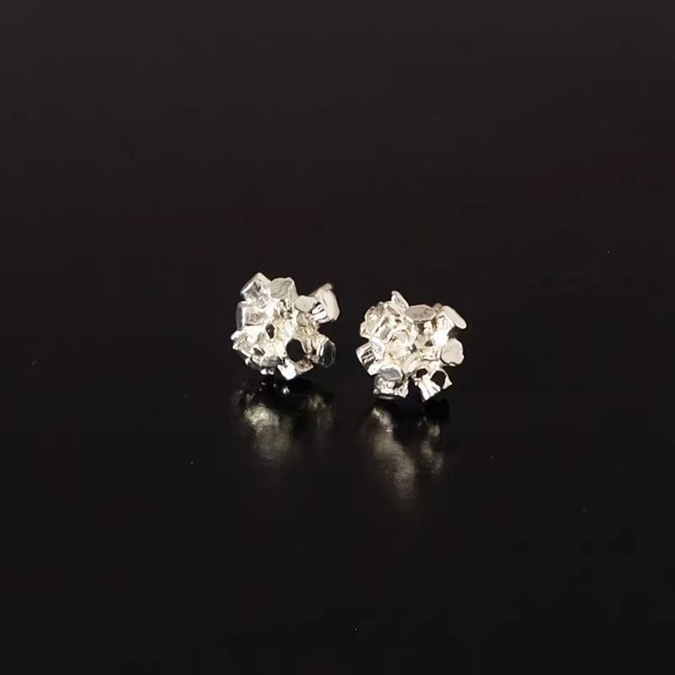 【 Essential Gift for Women 's Day  】 Essential Earrings for Daily Commuting with High Quality Sense, Broken Silver Earrings with Irregular Lava Texture and Sparkling Star River Sky Stars, 1 Pair. 【 Co 4