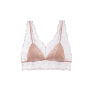 Lace Camisole with Inner Sexy Spaghetti-Strap Backless Bra (Pink) Size M (75ABC)