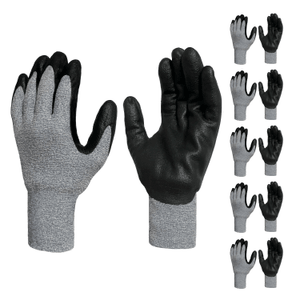Grey Span-Nylon Glove - Black Nitrile Foam Palm Coated (4 Sizes), 5ea L