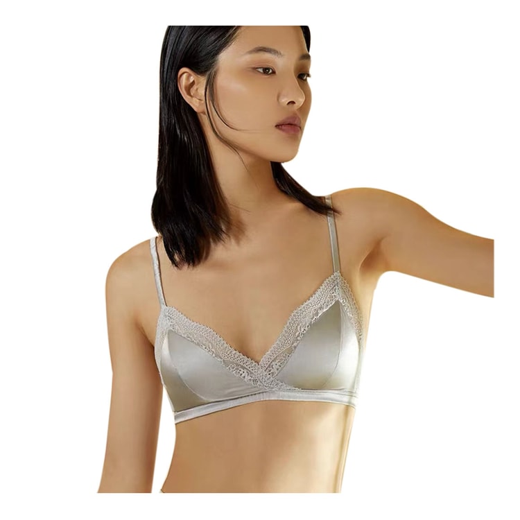 Real Silk Rimless No Trace Gather Small Chest Beautiful Back Upper Support  Bra NZF7A306-2019 #Elegant Grey 80B