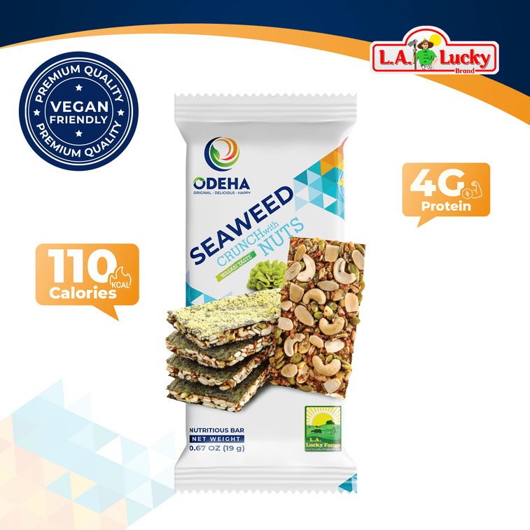 ODEHA Seaweed Crunch With Nuts - Wasabi Taste – Pack Of 5 Pack Of 5 (16 Bars X5) 3