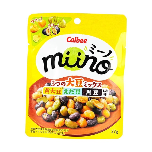 日本CALBEE卡乐比 MIINO 3种豆子混合零食 27g【黄豆黑豆毛豆】