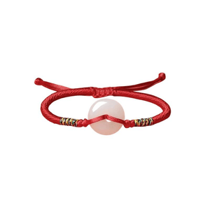 [중국 직배송] 주유복 허톈 옥 팔찌 (안전 버클, 붉은색 끈, 백옥 아기 스타일, 꼬임 끈), 새해 선물 *1개