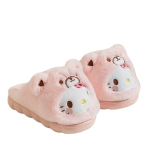 【中国直送】FOXTAIL サンリオ 秋冬 コットン スリッパ かわいい 漫画 ホーム 暖かい 子供 大人 -ハローキティ 30-31 (内寸長さ 18CM) 1足 *|到着予定納期 3-4 週間