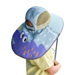 【中国直邮】 HSPM 原纱防晒帽男女孩同款 UPF100+高倍防晒力  百搭造型大帽檐夏季遮阳帽 烟蓝长嘴鳄M 1顶