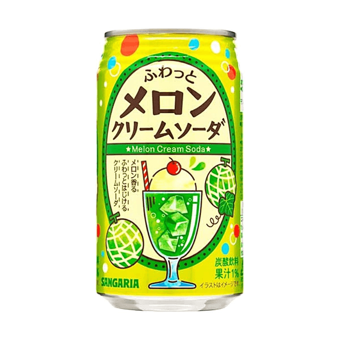 新加坡POKKA SAPPORO 蜜瓜奶油汽水 350g 【經典和風】【清爽氣泡】