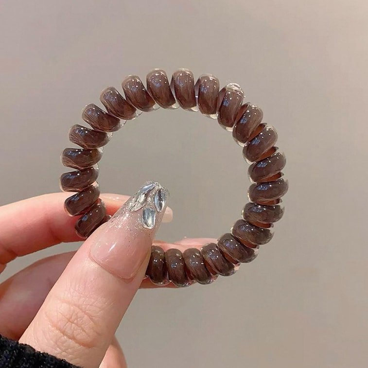 Cupid's Choice ゼリー電話コードヘアタイ（5個パック）、韓国スタイル、シンプルなハイポニーテールヘアタイ、ブラック伸縮性のあるスプリングヘアアクセサリー 5