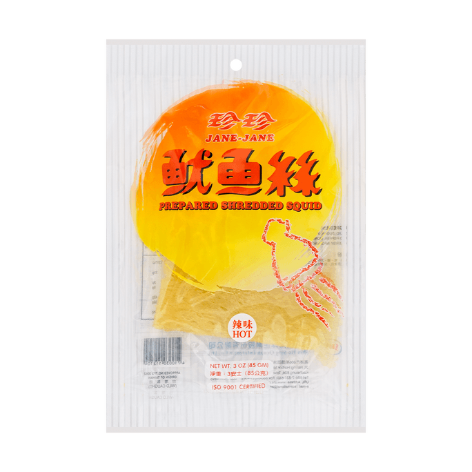 Hot and Spicy Dried Shredded Squid Snack, 3 oz