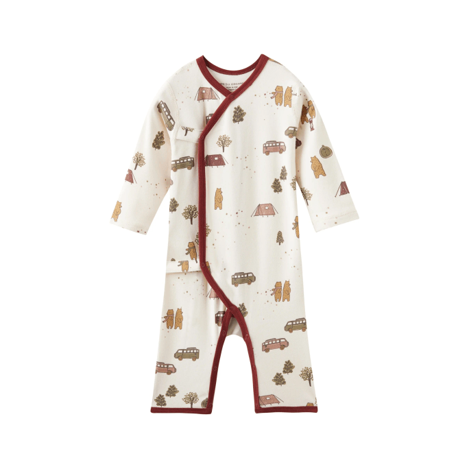 Baby Organic Kimono Sleeper-Camping 0-3M