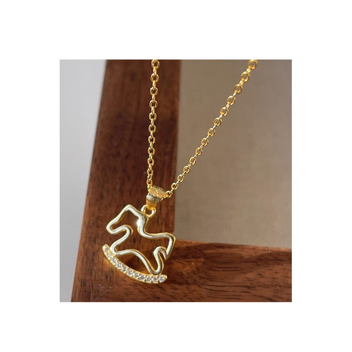 New Country Style Carousel Necklace #Gold 1Pc
