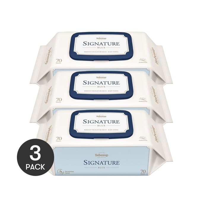 Hypoallergenic Bebesup Signature Blue Baby Wet Wipes 70 - 3 Packs