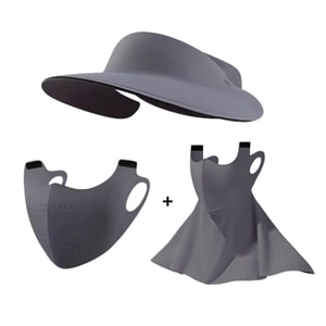 【中国直送】HSPM アイスシルク フルフェイス 日焼け止めマスク UVカット フェイスキニ サンハットマスク マウンテングレー 1枚