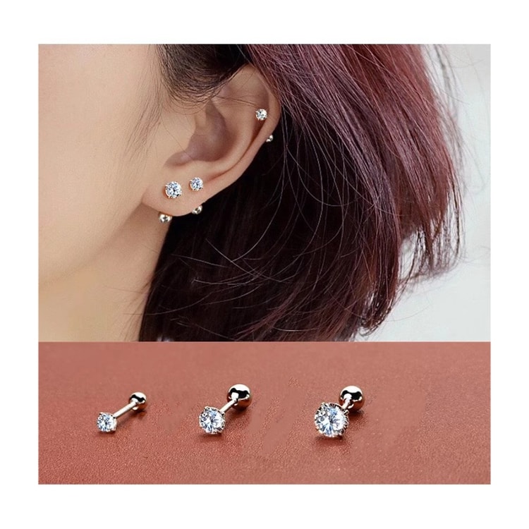 AiShenYanXuan 愛神厳選 925銀ジルコニアピアス 3mm 4mm 5mm 3個入 低