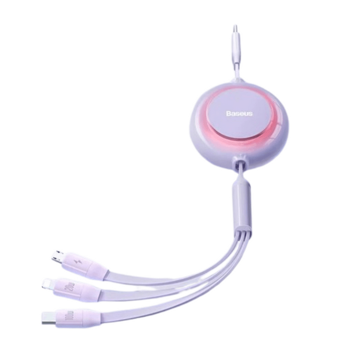 3-in-1 data cable Type-C charging cable 100W fast charging cable one-to-three purple 1 piece