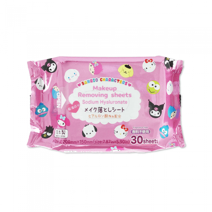 日本 SANRIO Japan  Mix 透明质酸保湿卸妆湿巾(无香型/约200mm*150mm) 30枚入