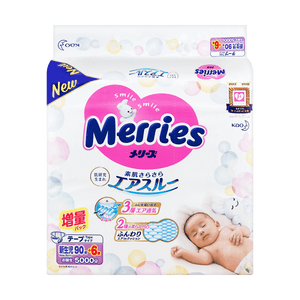 Merries Waist Sticker Diapers Unisex Newborn NB 0-5kg 96 Pieces