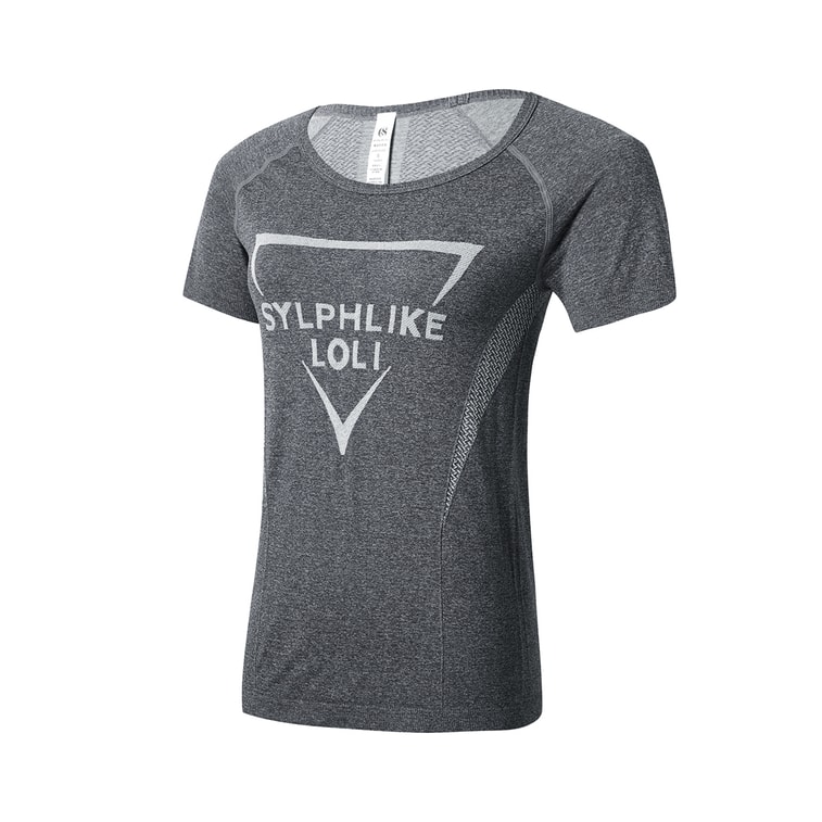 暴走的萝莉 圆领运动短袖女透气薄款夏 显瘦T恤速干跑步健身上衣/灰色#/M 12