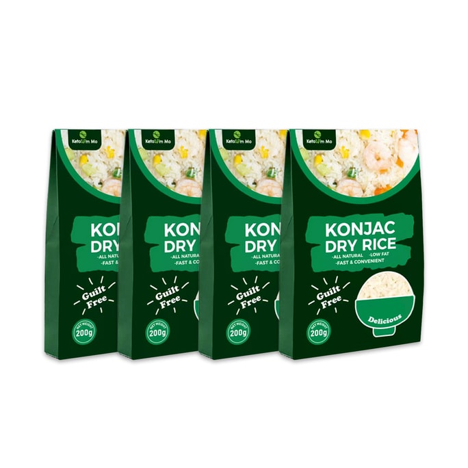 Konjac Dry Rice - All Natural Low-Calorie Gluten-Free Rice Alternative 800g pack of 4(200g/pack)