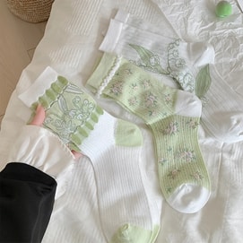 New Thin Cotton Sole Mesh Breathable Sweat Absorbing Japanese Cute Socks 3 Pairs