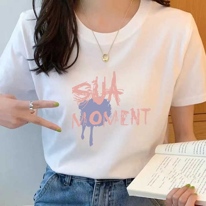[중국에서 다이렉트 메일] Shedi Xiong 새로운 한국식 여성 퓨어 코튼 반팔 티셔츠 SUA M