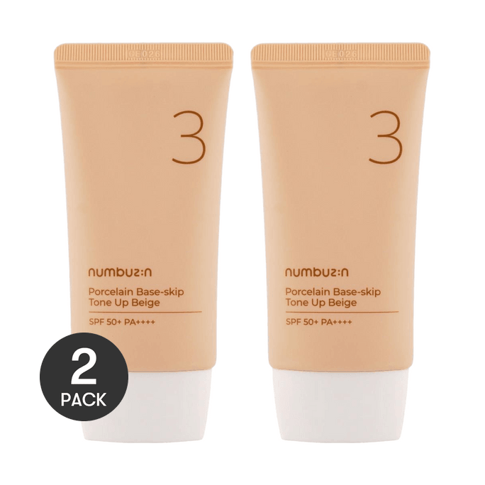 韩国NUMBUZIN No.3号陶瓷美肌素颜霜 柔焦遮瑕定妆粉底 高倍物理防晒 SPF50+/PA++++ 50ml *2【超值装】
