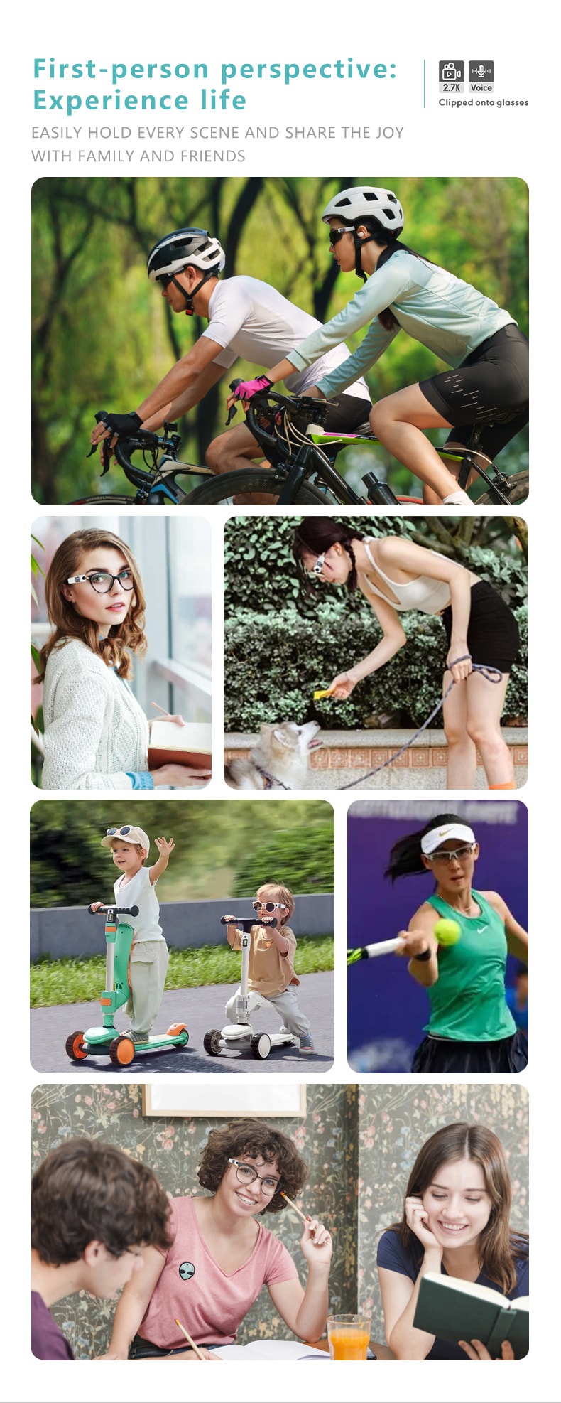 【中国直邮】 晶雅家 旅行骑行记录神器!1080P WiFi 眼镜运动相机 含 128G 内存卡 白色一套装