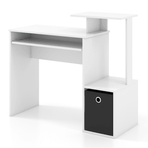 39.5 Inch Space-savIng Computer Desk With Pull-out Keyboard Tray-White