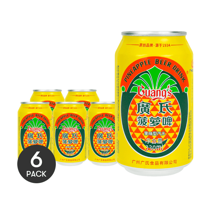 【Non Alcoholic Drink】Guang's Pineapple Beer - Fruity Soda, 6 Cans* 11.16fl oz