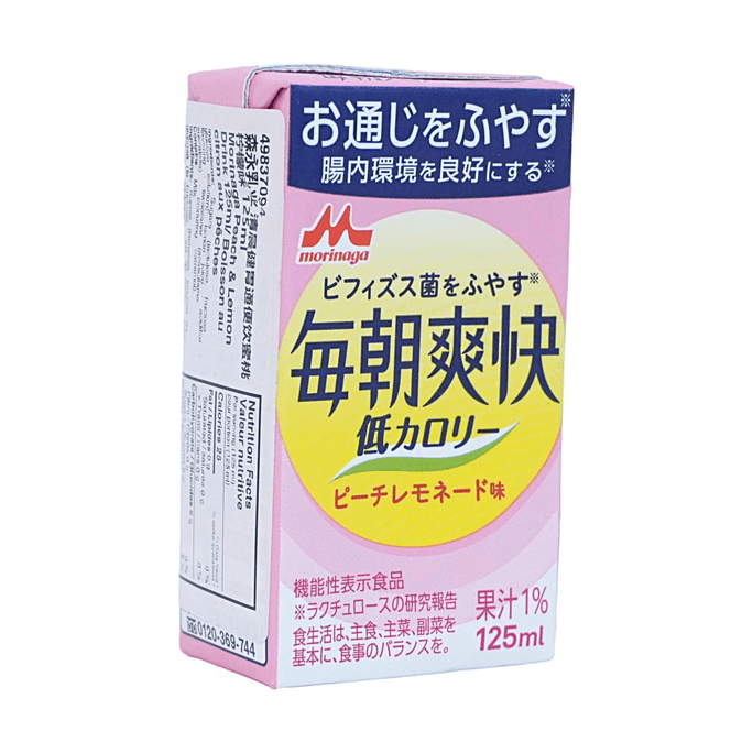 Peach & Lemon Drink 4.23oz 【Low Calorie】【Increase Bifidobacteria】