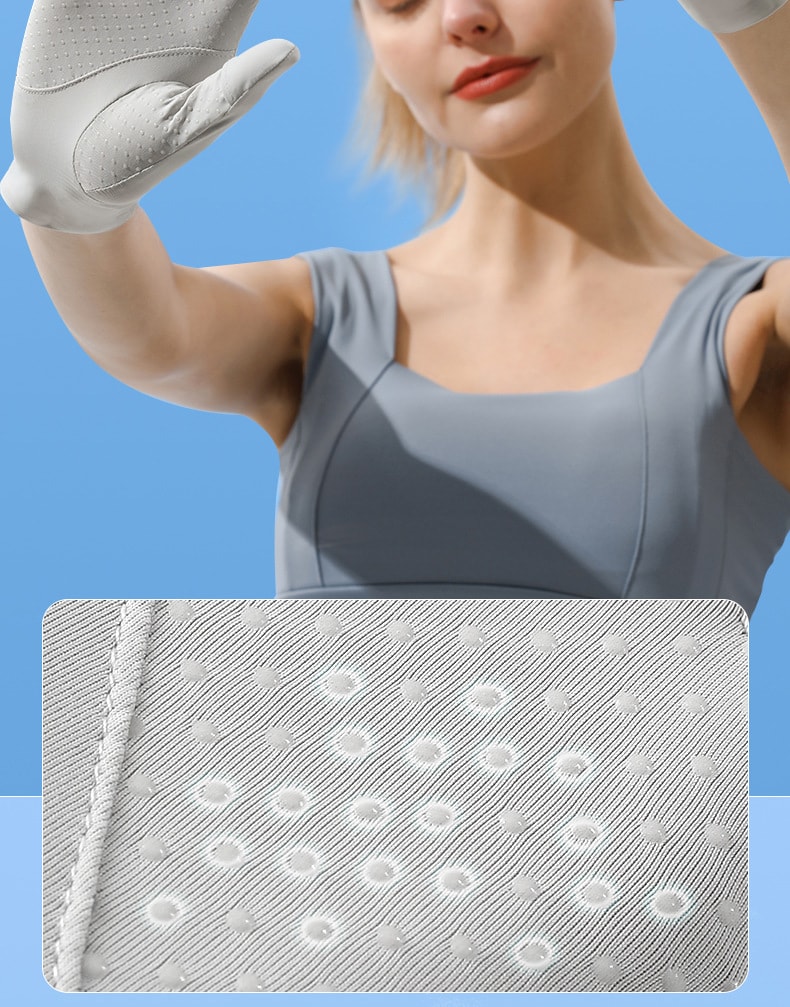 【中国直邮】 GoloveJoy 冰丝防晒手套 冰川蓝/双 透气薄款 冰感防滑露指手套