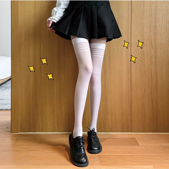 [중국발 다이렉트 메일] 가성 초박형 인터넷 연예인 jk 양말 프리사이즈 화이트 무릎위 양말 1장