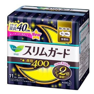 日本KAO花王 零触感系列超长夜用护翼型卫生巾 40cm 11枚入