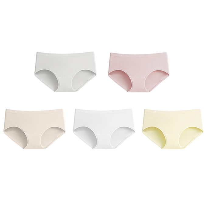 Ubras 60S Modal Seamless Cotton Mid-rise Triangle Panties (Five-Pack) - Combination Color 11 - L