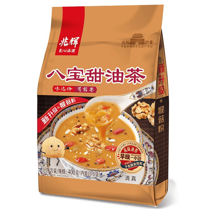 【中國直郵】兆輝 山西特產油茶麵八寶甜油茶麵雜糧堅果營養代餐粉早餐沖飲(含猴菇粉) 400g*1袋