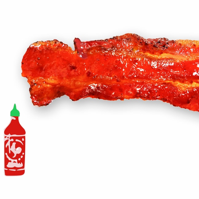 Fired-Grilled Bacon Jerky (Sriracha Spicy flavor 4 ounce) authentic Singapore-style jerky 113g