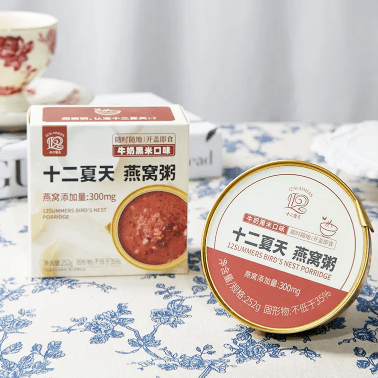 十二年夏天 燕窩粥 牛奶黑米口味 單碗裝 252g【即食免煮早餐代餐粥】 7