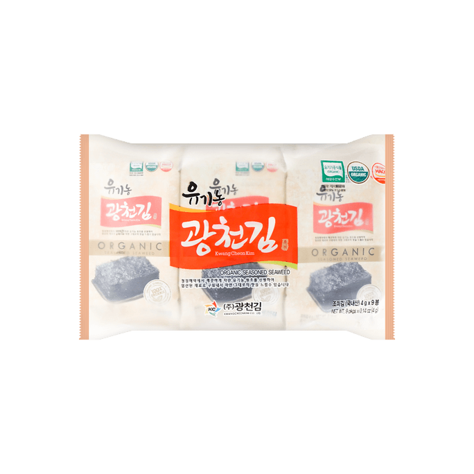 韓國Kwangcheonkim 有機乾紫菜 9包入 36g