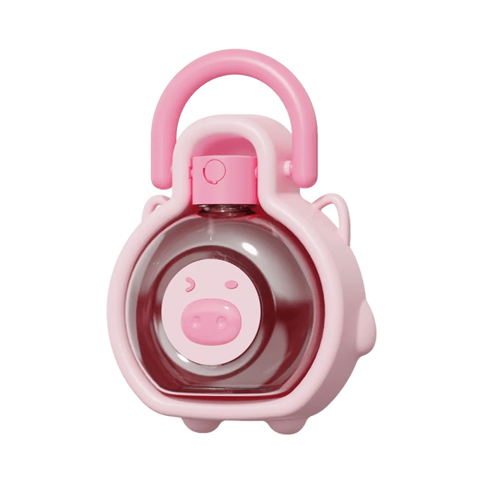 핑크 피그 애완동물용 휴대용 물병, 누수 방지 야외 여행용 음료 컵