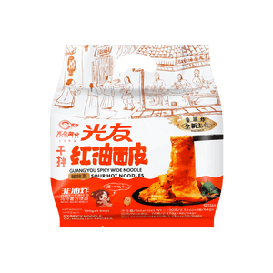光友 非油炸 乾拌紅油面皮 酸辣味 4包入 400g
