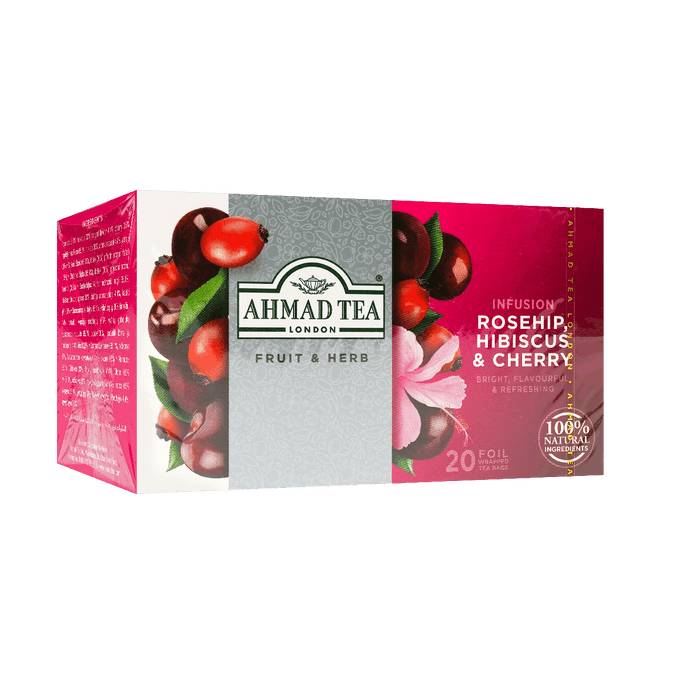英國AHMAD TEA亞曼 英式櫻桃木槿玫瑰果茶 20包入 40g
