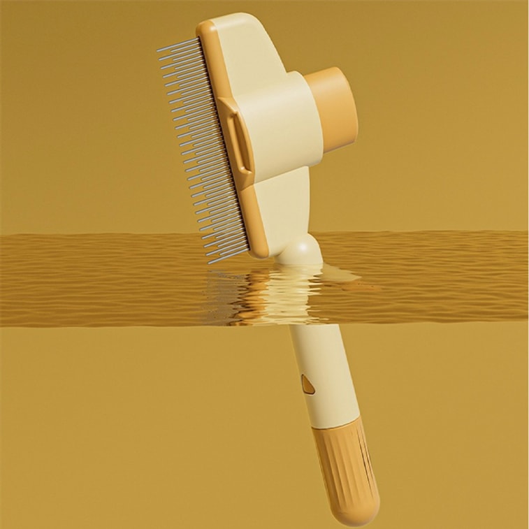 Pet Comb One-click Self-cleaning Cat Hair Detangling Brush De-shedding Tool Massage Comb Yellow One 1 pieces/bag 4