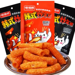Meow Meow Food Korean style Stir fried Rice Cake 40g ✖️ 2 packs of sweet and spicy crispy puffed snacks