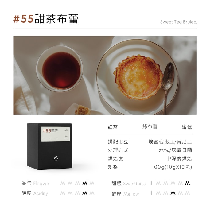 Premium Drip Coffee - Sweet Tea Brulee (Flavor: Black Tea Crème Brûlée Candied Fruits) / Medium-Dark Roast  10 Bags 100g