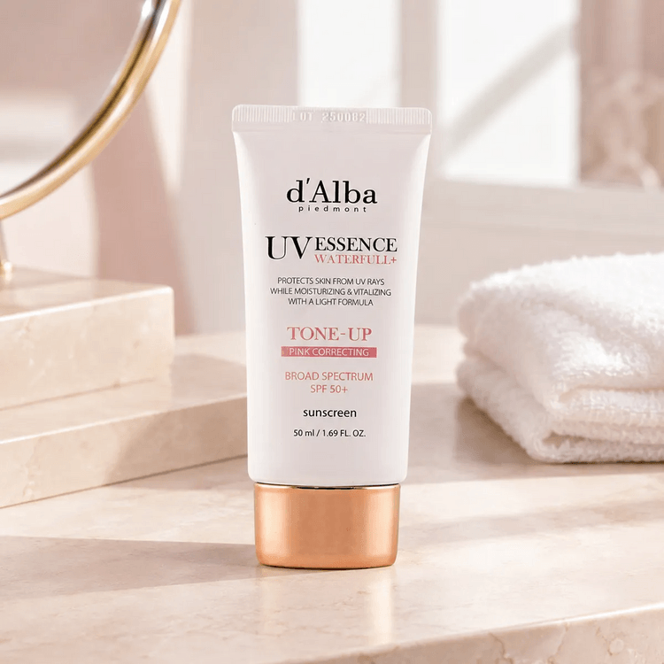 d'Alba UV Essence Waterfull+ Sunscreen, Pink Tone-Up Sun Cream