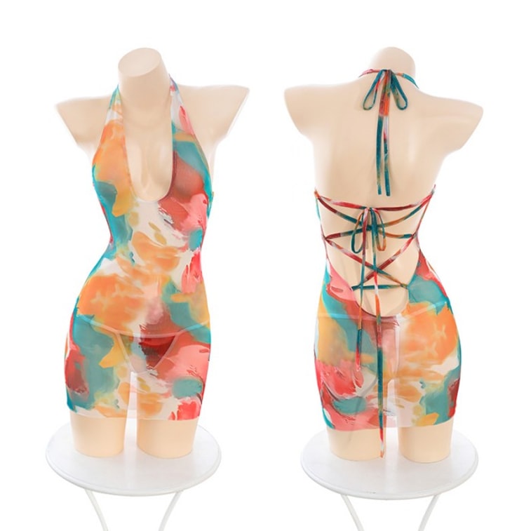 Deep U Groove Halo Printed bag Hip Skirt Style 11