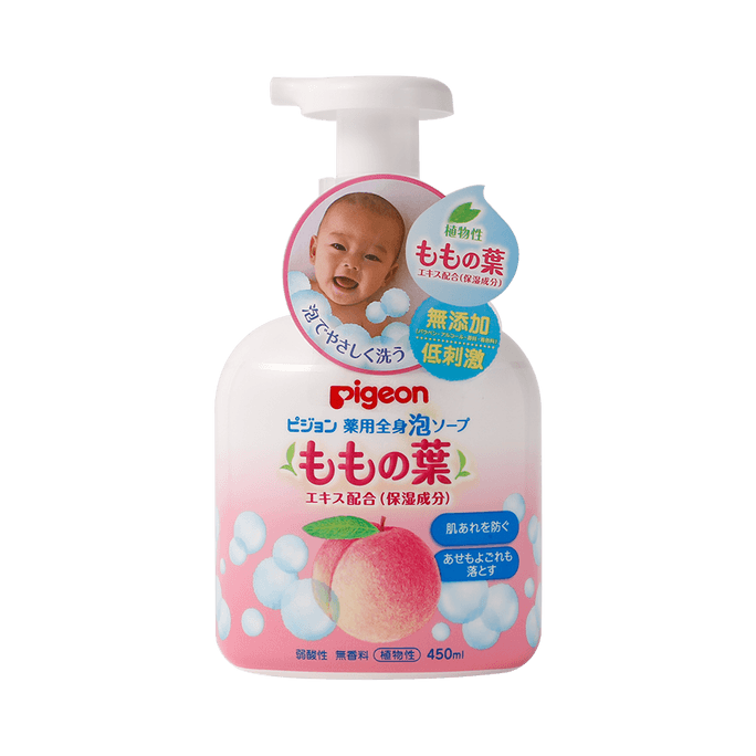 PIGEON Peach Leaf Essence Shampoo & Bath 2-in-1 Body Wash 450ml