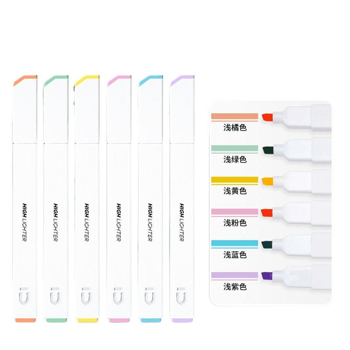 Highlighter Primary School Light Color Marker Color Non-Toxic Quick Dry Light Color Sea Salt Color *6