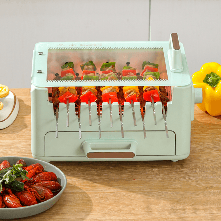 LECHEER LIVELIFE 多功能烤串機 360度自旋轉燒烤 多功能烤箱 藍色 4